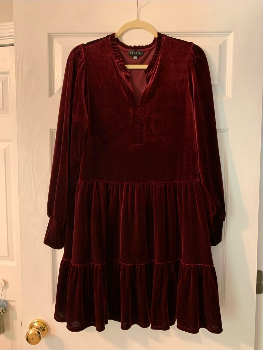 1. State Velvet Tiered Dress